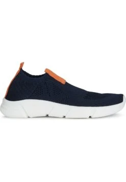 Geox Unisex J Aril - Instappers - Dark Blue/Orange
