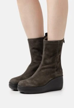 Geox Spherica Ec9 - Enkellaarsjes Met Plateauzool - Dark Grey